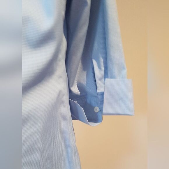 DENVER HAYES Classic Fit  Stretch BLUE Button Up Blouse 3/4 Sleeve & Cuff… - Picture 9 of 13